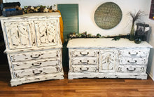 Load image into Gallery viewer, Gorgeous Mediterranean Style Armoire &amp; Long Dresser Set