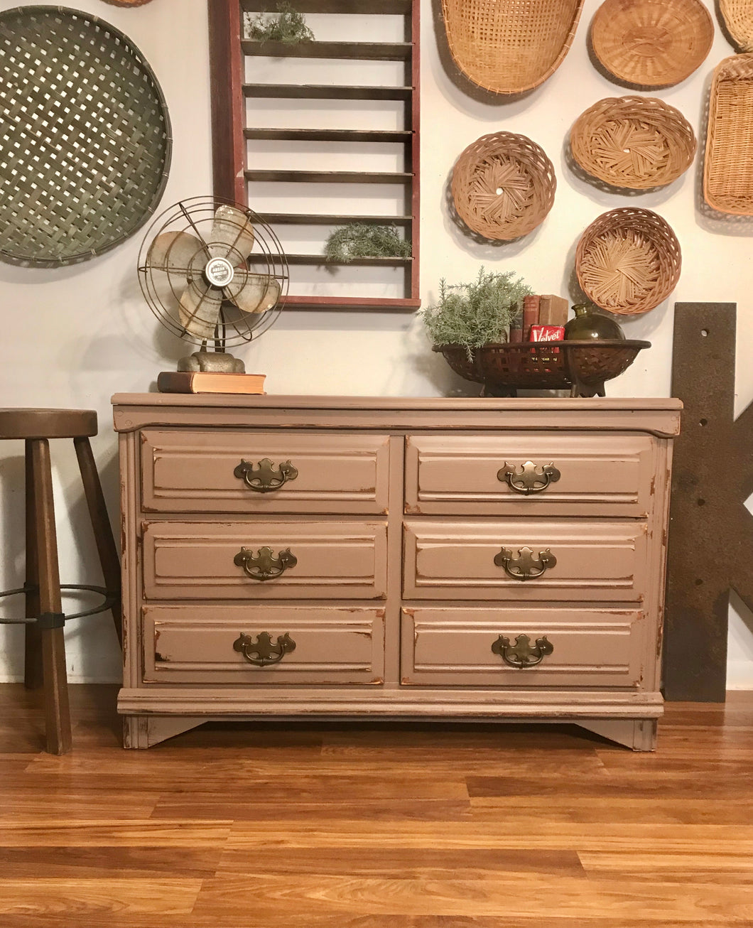 Rustic Taupe Dresser or Buffet Table