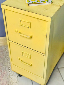 Awesome Yellow Metal Vintage Rolling File Cabinet