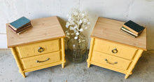 Load image into Gallery viewer, Vintage Faux Bamboo Nightstand or End Table Set