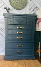 Load image into Gallery viewer, Chunky Vintage Stormy Blue Chest of Drawers