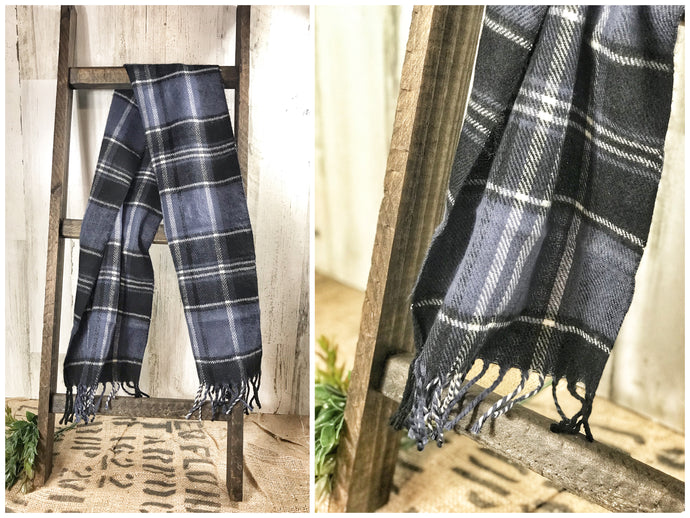 Blue tartan scarf