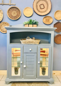 Beautiful Gray Lighted Hutch