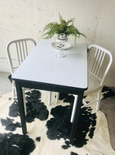 Load image into Gallery viewer, Vintage Enamel Top Table &amp; Metal Cafe Chairs (3pc)