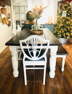 Amazing Solid Farmhouse Table w/Chairs & Bench