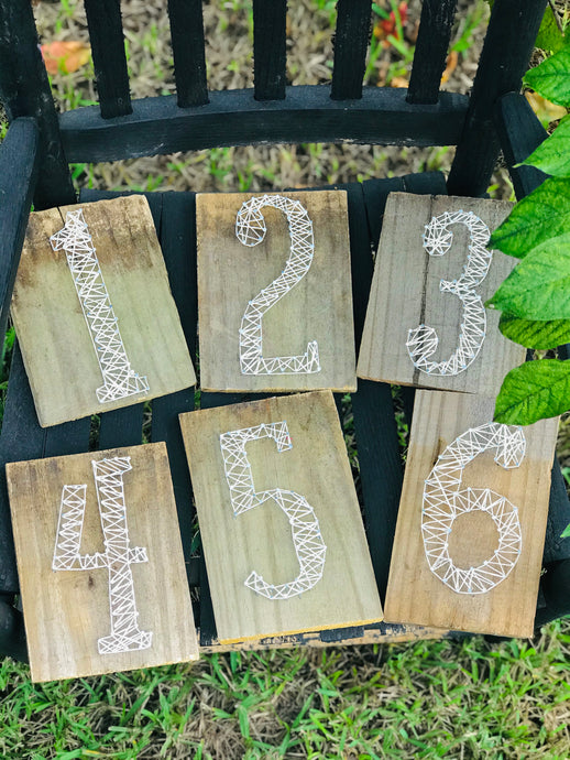 Rustic String Art Reclaimed Table Numbers