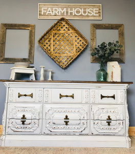 Stunning Ornate Farmhouse Buffet or Long Dresser