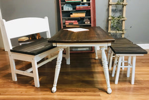 Adorable Mini Farmhouse Toddler Table w/Bench & Stools