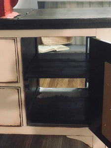 Amazing Antique Rolling Kitchen Island or Buffet Table