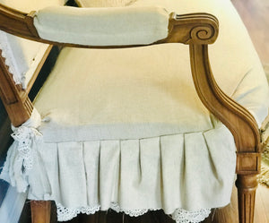 Gorgeous Antique Neutral Linen Settee