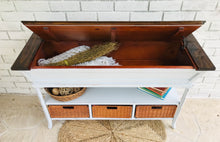 Load image into Gallery viewer, Unique Farmhouse Entryway Storage Table