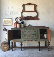 Load image into Gallery viewer, Stunning Distressed Vintage Jacobean Buffet Cabinet