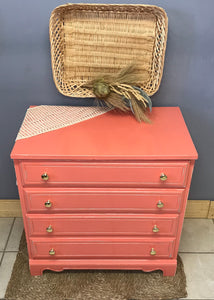 Bright & Cheery Coral Small Chest of Drawers