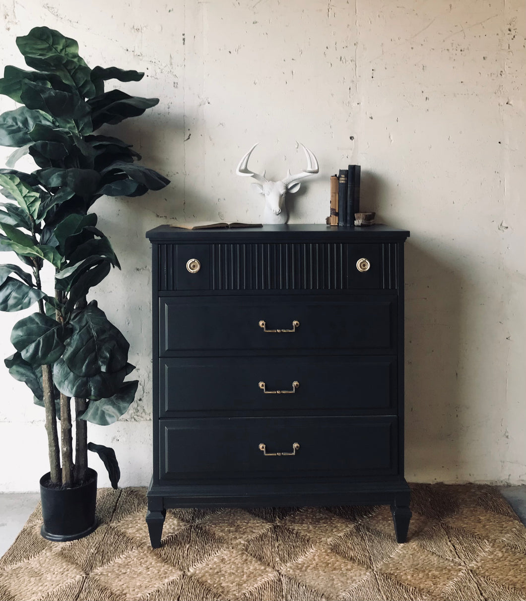 Moody Vintage Black Chest of Drawers