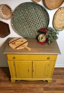 Cute Primitive Mustard Buffet Cabinet