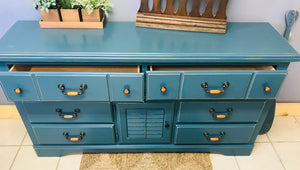 Pretty Coastal Long Dresser or Buffet