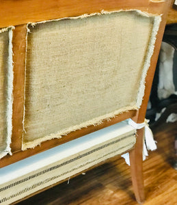 Gorgeous Antique Neutral Linen Settee