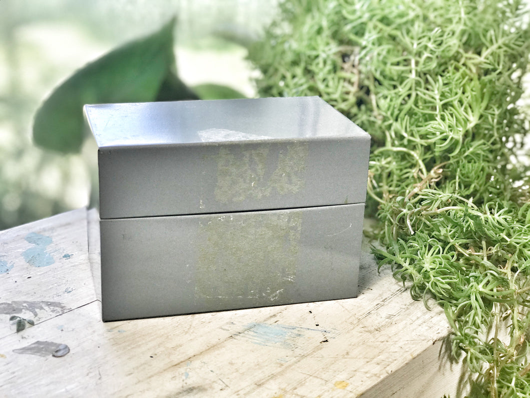 Vintage metal card box & cards