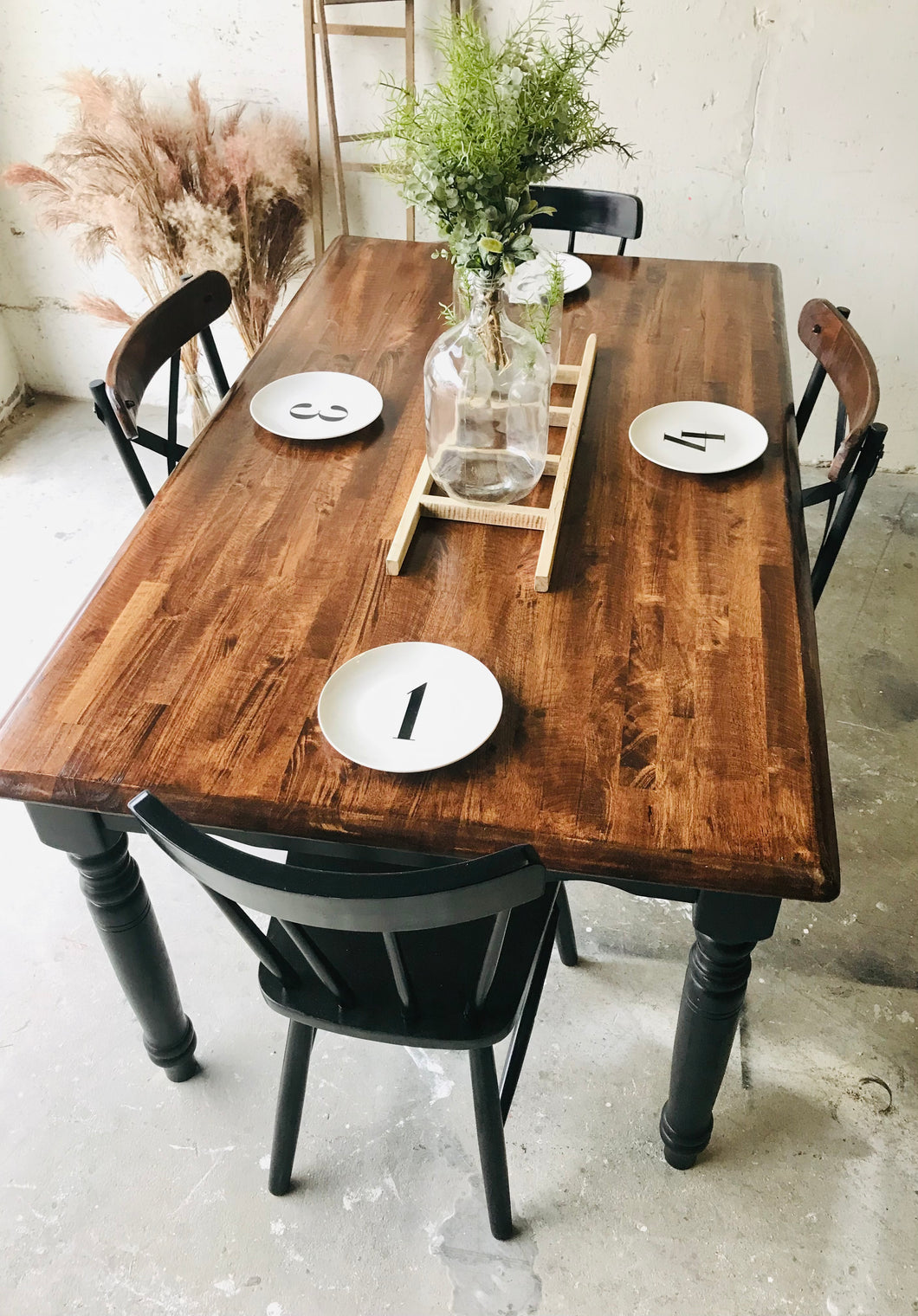 Modern Farmhouse Complete Table & Chairs Set (5pc)