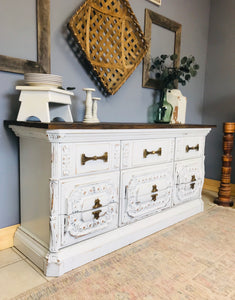 Stunning Ornate Farmhouse Buffet or Long Dresser