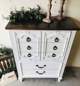 Beautiful Vintage Farmhouse Tall Chest of Drawers