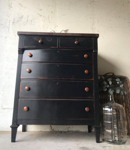 Moody Black Antique Chest of Drawers