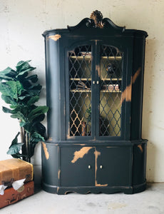 Gorgeous Large Black & Gold China Cabinet