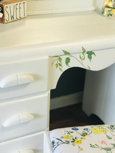 Pretty Vintage Garden Inspired Vanity & Bench