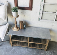 Load image into Gallery viewer, Petite Farmhouse Wood Coffee Table w/Galvanized Top