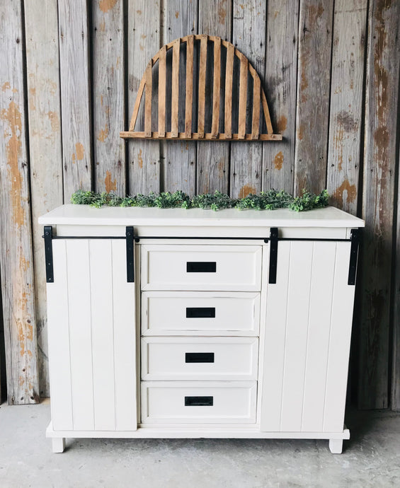 Perfect Modern Farmhouse Barn Door Buffet, TV Stand, or Coffee Bar