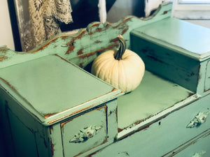 Chippy Mint Washstand Dresser & Shelf Set