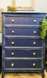 Coastal Navy Chest of Drawers & Nightstand Set