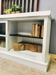 Classy sliding door console cabinet