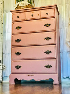 Pretty Pink Tall Chest of Drawers