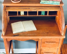 Load image into Gallery viewer, Adorable Vintage Handmade Roll Top Desk &amp; Chair
