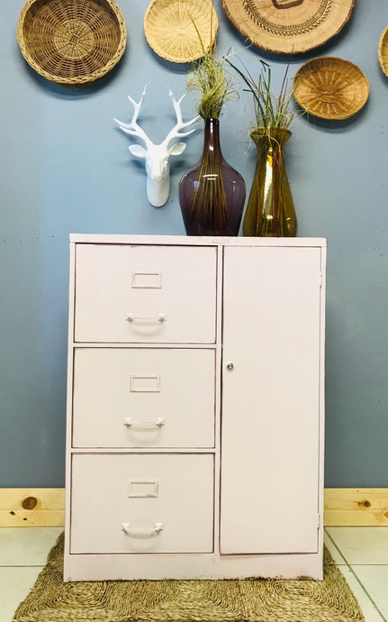 Vintage Industrial Metal File Cabinet & Safe