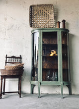 Load image into Gallery viewer, Gorgeous Chippy Antique Solid Wood Curio Cabinet