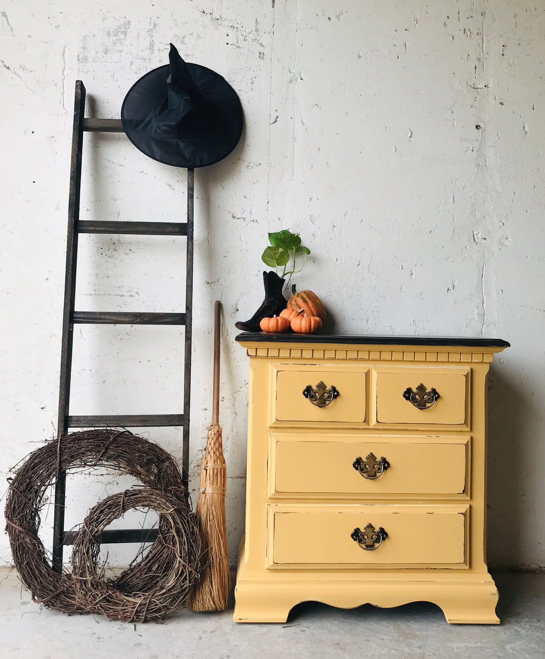 Adorable Mustard Yellow Chunky End Table or Nightstand