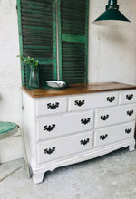 Load image into Gallery viewer, Pretty Farmhouse Vintage Long Dresser or Buffet