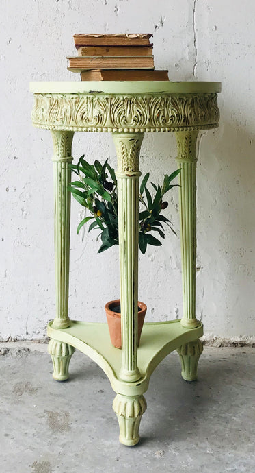 Shabby Green Plant Stand Table