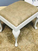 Load image into Gallery viewer, Charming Burlap Queen Anne Footstool Set (2)