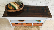 Load image into Gallery viewer, Unique Farmhouse Entryway Storage Table