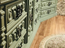 Load image into Gallery viewer, Amazing Sage Green Armoire and Long Dresser Set