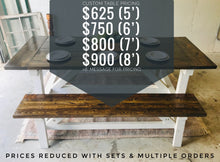 Load image into Gallery viewer, Gorgeous Farmhouse Table &amp; Two Benches