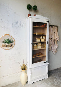 White Glass Front Storage Cabinet