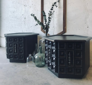 Moody Vintage Mediterranean Hexagon End Table Set