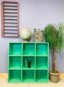 Coastal Green Solid Wood Cubby Shelf