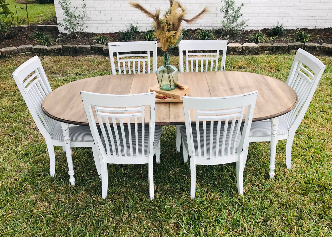 Large Farmhouse Dining Table w/6 Chairs