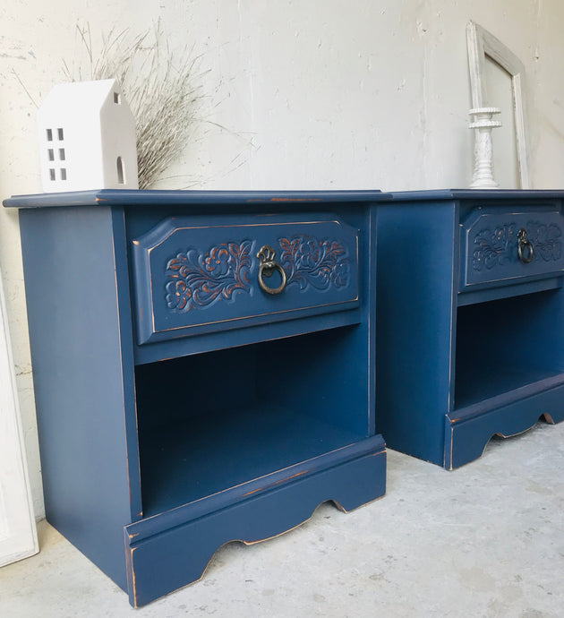 Darling Vintage Navy Nightstand Set