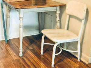 Vintage Crayon Kid’s Wood Table & Metal Chair